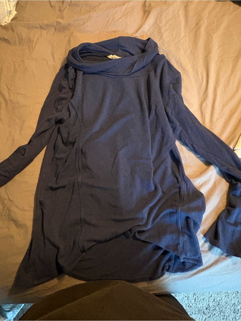 Women’s Magnolia Grace Navy Blue Cowl Neck Sweater with Pockets
